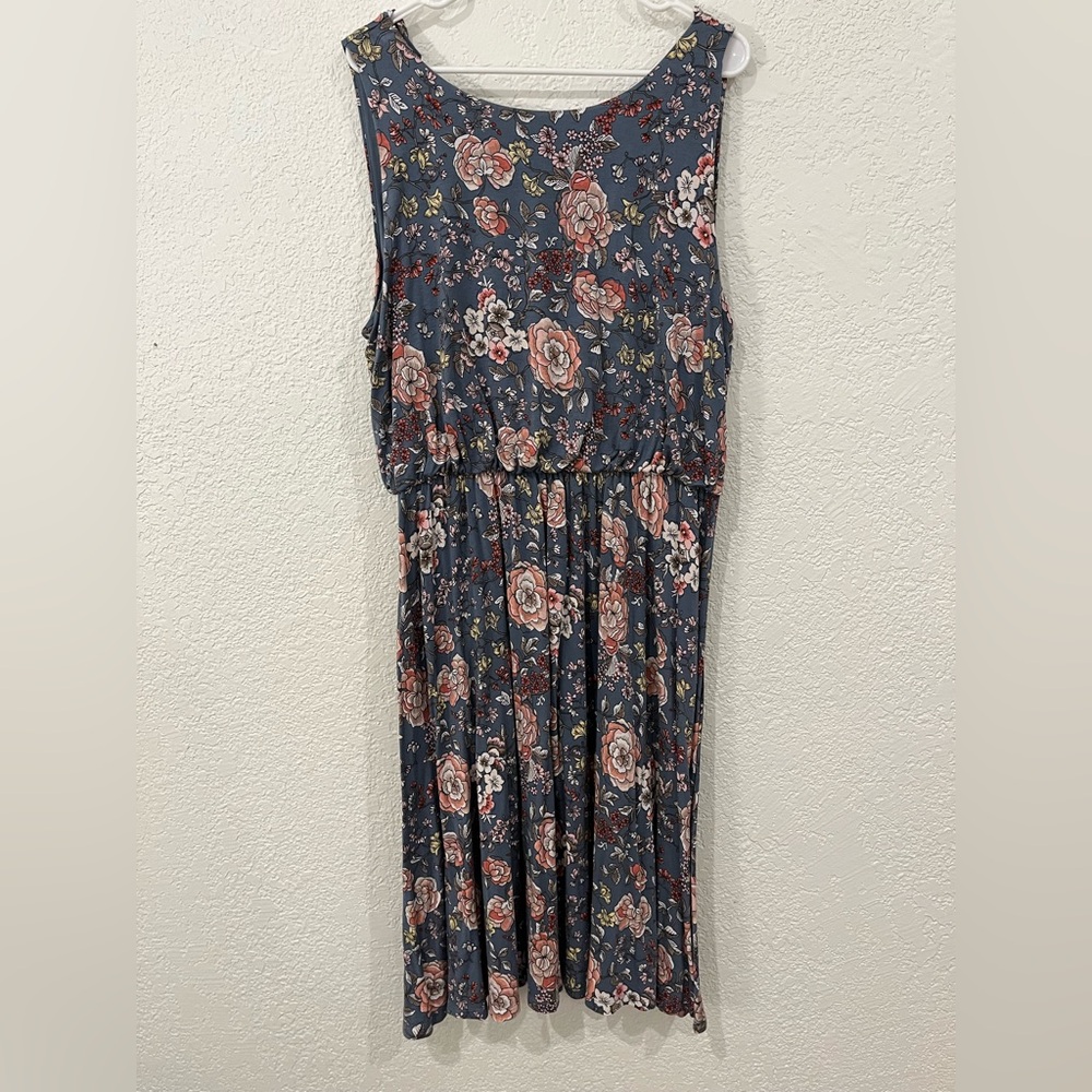 LOFT Blue Floral Midi Dress